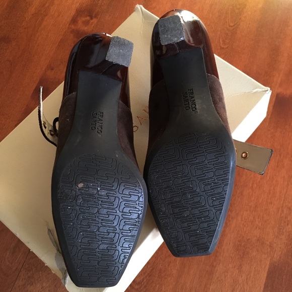 Gorgeous brown patent leather/suede heels, Franco Sarto, 3.25” heel, sz 8 - Picture 4 of 10